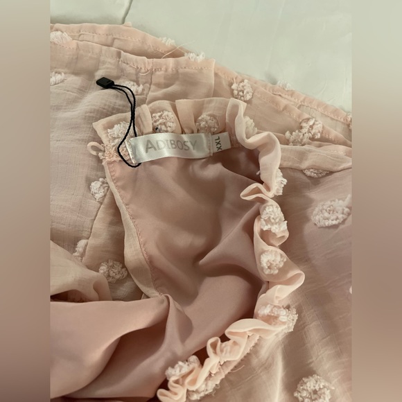 Women's Dress Long Sleeve Swiss Dot Mini Dresses Round Neck Loose Chiffon Short - Picture 3 of 8